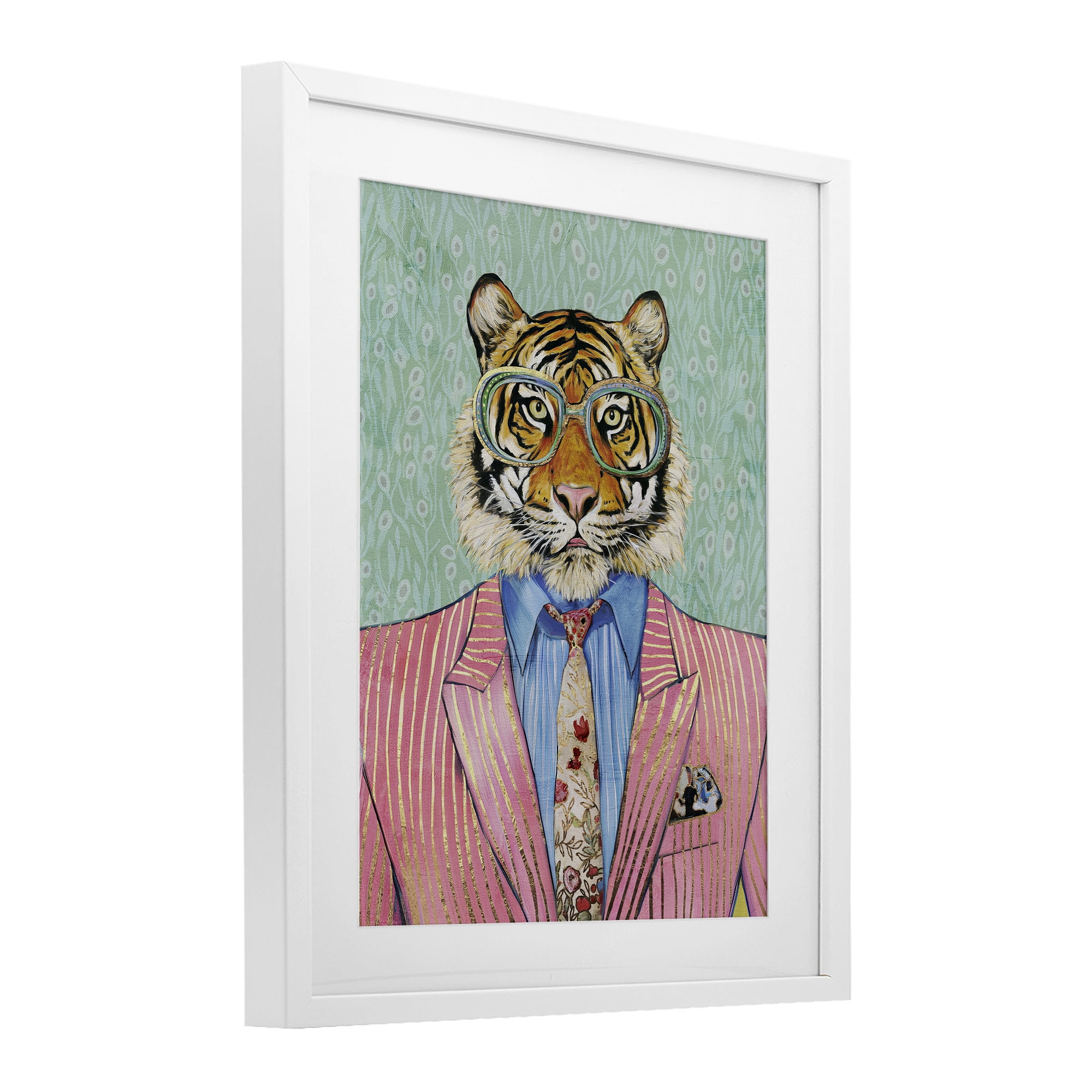 Stupell Industries Sharp Tiger Outfit White Framed Print Under Glass, design by Svetlana Aleynikova