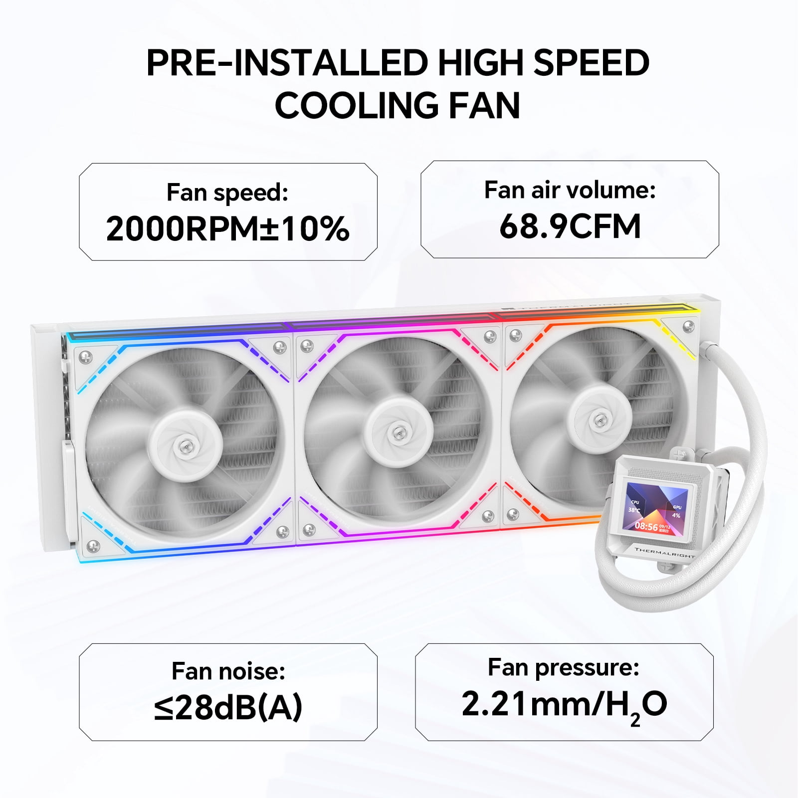 Thermalright FW360 SE ARGB V2 White CPU Liquid Cooler- 2000RPM Daisy Chain Connection Fans, 2" LCD Display Screen, for AM4/AM5 & Intel 1700/1851