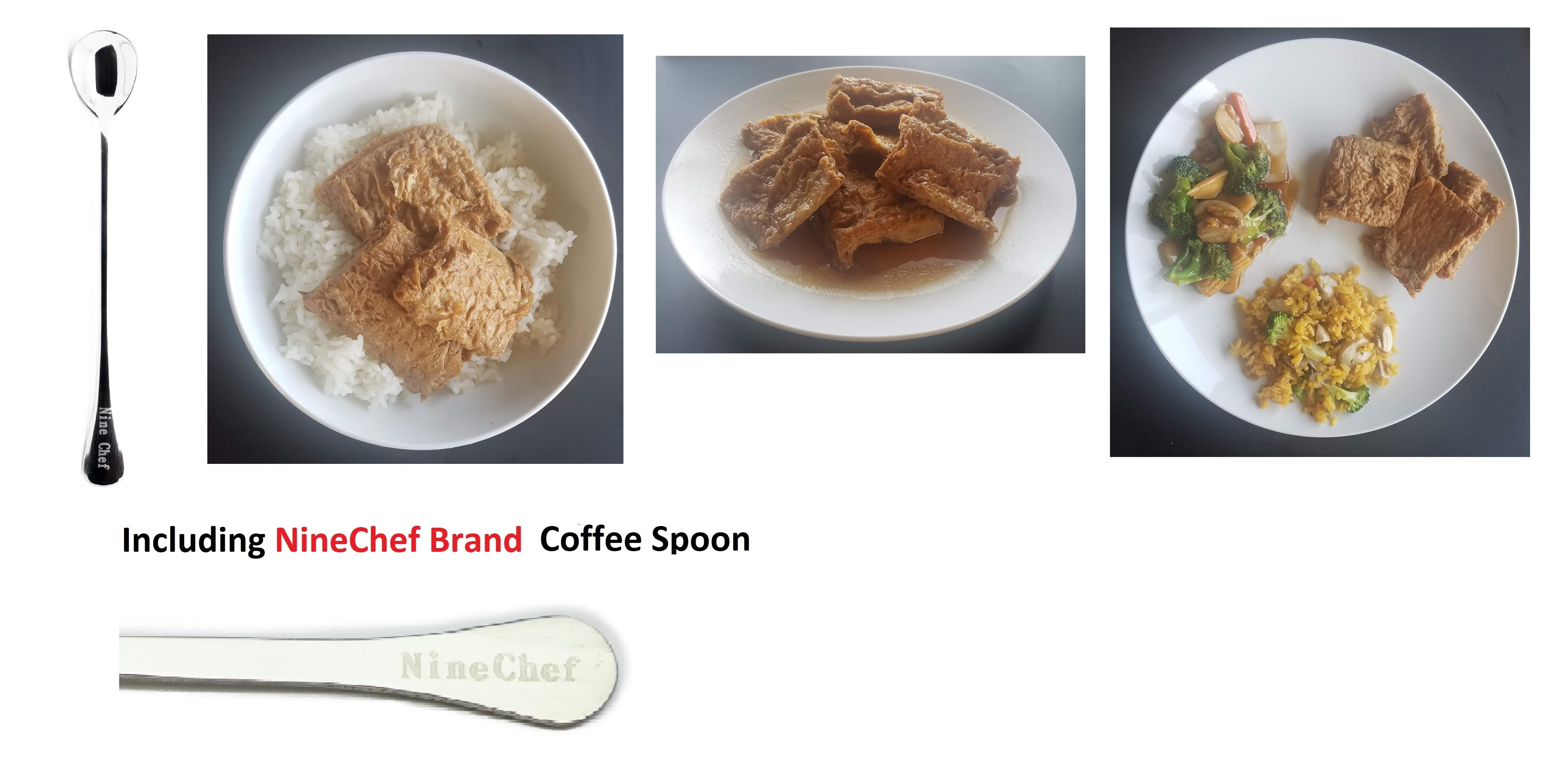 NineChef Bundle --Companion Braised Bean Curd Vegan Chicken t(Mock Chicken) (Pack of 12) Plus NineChef Coffee Spoon ,meat substitute,Non-GMO Gluten,Product of Taiwan