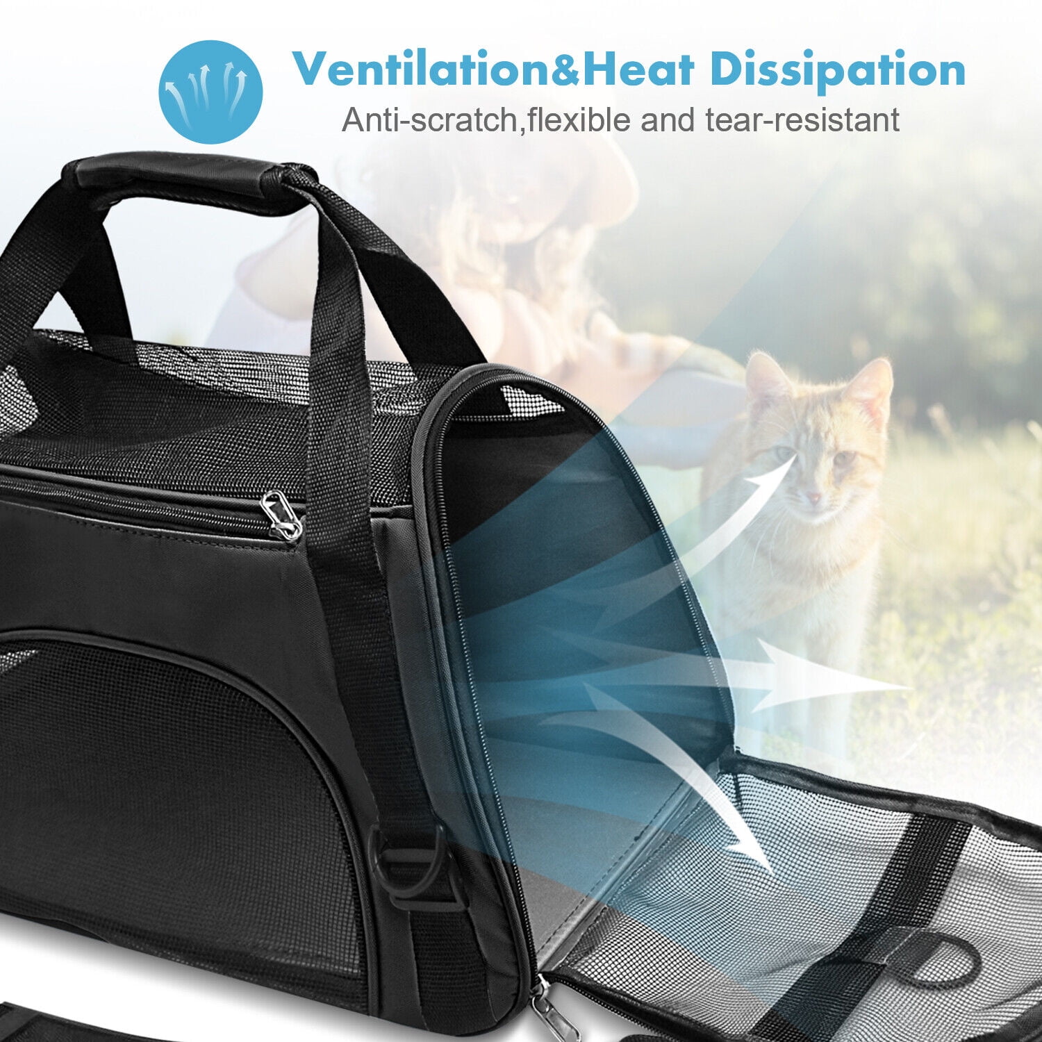 Medium Dog Carrier, Soft Sided Pet Carrier for Medium Dogs and Cats up to 11 Lbs, Collapsible Puppy Carrier Dog Travel Bag, Black