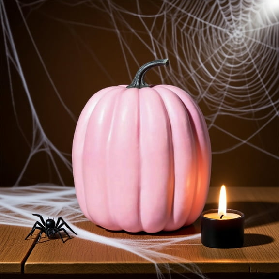 Small Rustic Faux Velvet Pink Pumpkins Decorative Pink Fake Pumpkin Set for Fall Wedding Bbay Shower Thanksgiving Halloween Table Centerpiece Décor