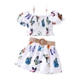 thumbnail image 2 of RTKFRFLM Toddler Girls Casual Dresses Summer Tropical Print Vacation Outfit 2025 2 Piece Short Sleeve Top Skirt Set For Beach Easter Birthday Girl Beach Sundress Dresses,Size 2-3 Years, 2 of 8