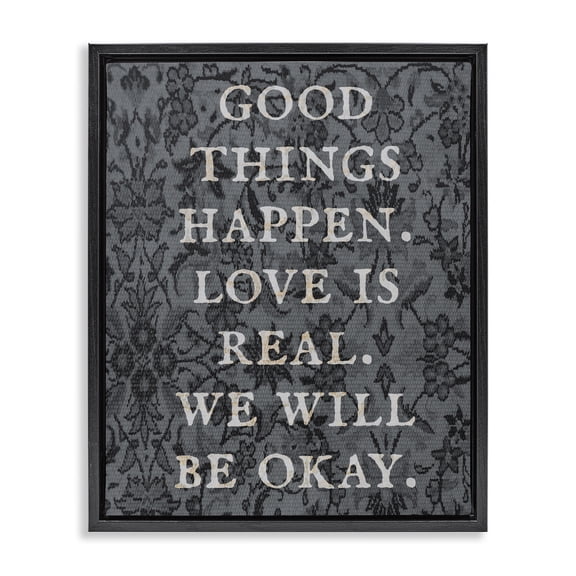 Stupell Industries Traditional Vintage Motivational Phrase Black Floating Frame Canvas Art, 17 x 21, by Lil' Rue