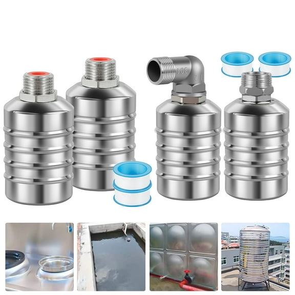 Protoiya 2Pcs Water Level Control Float Valve,304 Stainless Steel Fully Automatic Mini Floating Ball Controller Valve Upper/Side Water Intake Style 01