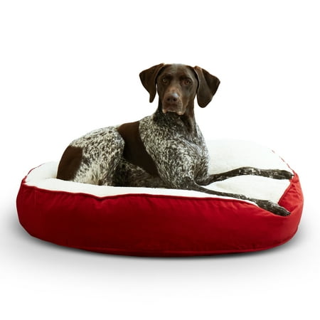Happy Hounds Scout Sherpa Round Pillow Dog Bed, Crimson, Medium (36 x 36 in.)