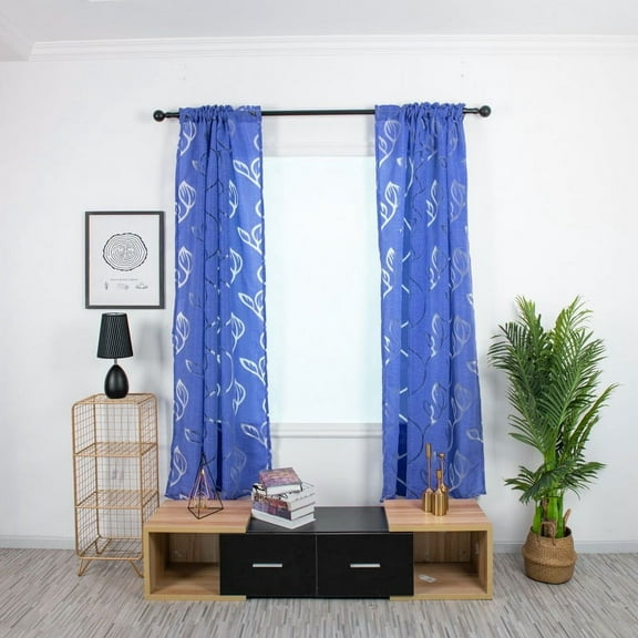 Vine Leaves Sheer Curtain, 1 Piece Washable Polyester Window Curtain/Door Panel, Light Filtering Modern Home Decor Sheer Scarf Valance for Living Room Bedroom Shop Window Backdrop