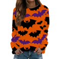 thumbnail image 1 of Sudadera de manga larga con estampado de murciélagos de Halloween para mujer, suéter gráfico de árboles espeluznantes y murciélagos para otoño, 1 of 5
