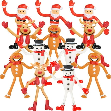 Vlish 12 Christmas Bendable 2.75" Fidget Toys - 12 Pack, Mini Bendables Stocking Stuffer Ages 3 