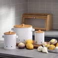 thumbnail image 5 of TISHITA Potato Storage Tins Food Storage Container Aerating Holes Kitchen Storage Canister Vegetables Storage Bin for Farmhouse Decor White Medium, 5 of 7