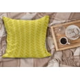 thumbnail image 2 of Yellow Chevron Fluffy Throw Pillow Cushion Cover, Vertical Retro Chevron Motif in Yellow Color Tones, Decorative Square Accent Pillow Case, 20" x 20", Avocado Green Yellow, by Ambesonne, 2 of 5