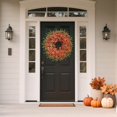 thumbnail image 3 of 26" Fall Wreath for Front Door, Porch, Window - Artificial Boxwood Leaves with Fake Daisy Flowers Outdoor Wreath Faux Eucalyptus for Home Farmhouse Harvest Festival Thanksgiving Day Autumn Decor C108, 3 of 3