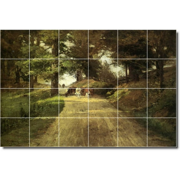 Ceramic Tile Mural-Theodore Steele Country Painting 318. 72" w x 48" h using (24) 12 x 12 ceramic tiles