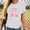 #432-White, variant on Ladies' Round-neck Breast Printed Short-sleeved T-shirt Top