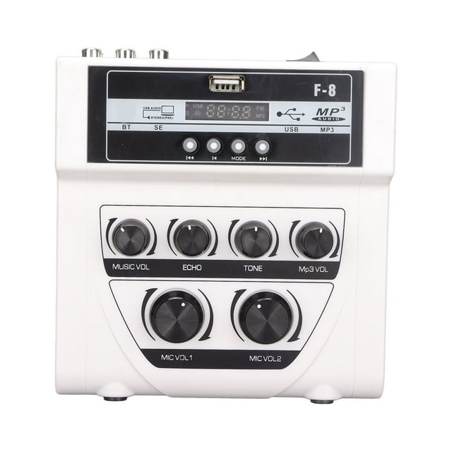 Mini Mixeur Karaoké, Mixeur Stéréo Portable Double Alimentation 100-240V Fonction MP3 Effets Réverbération pour PC pour Maison pour TV Prise EU, Prise US