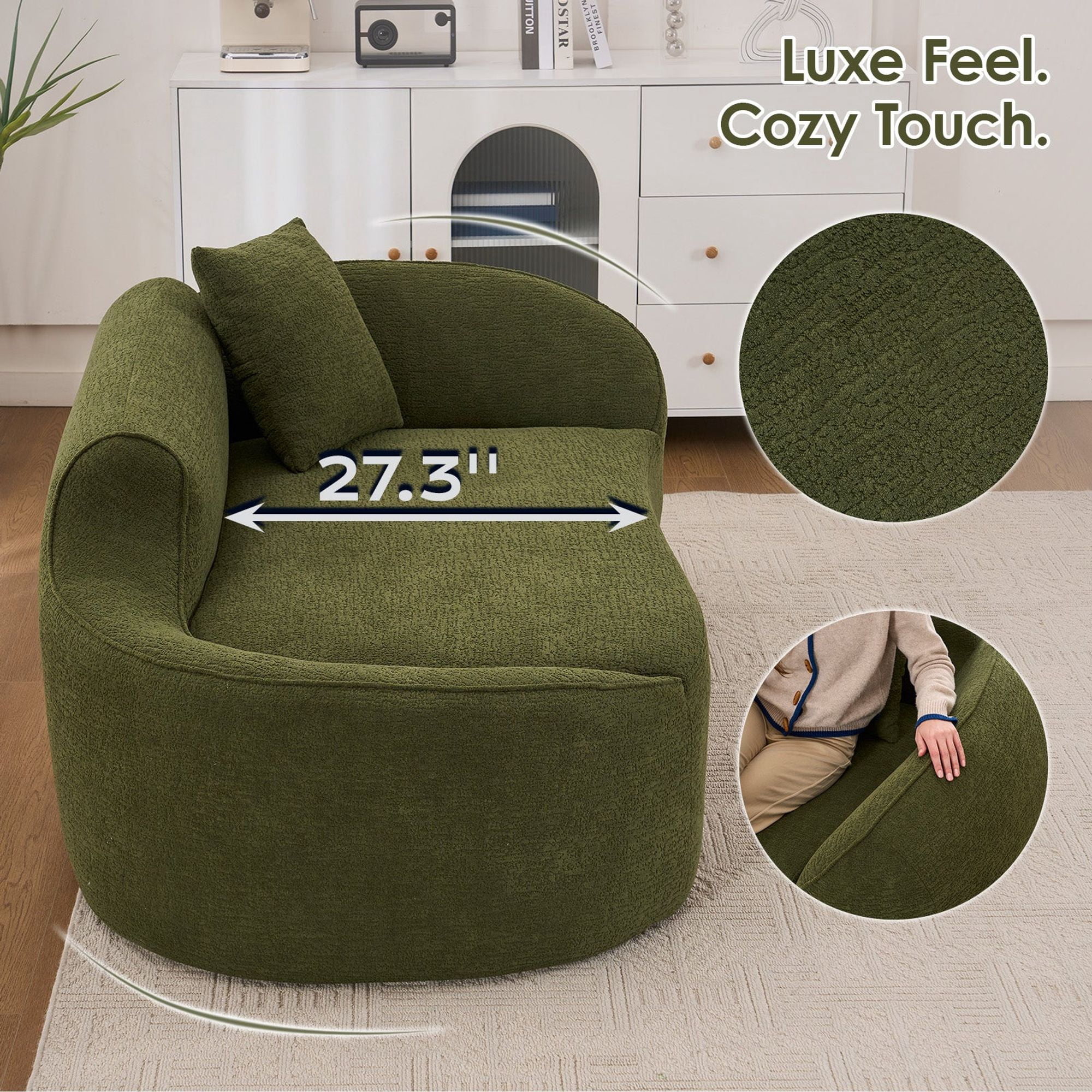 Sailvan Compression Curved Chaise Longue Loveseat Sofa Bed with 1 Pillow