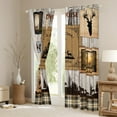 thumbnail image 3 of jejeloiu Western Farmhouse Cabin Curtains Pack of 2 (42x84 Each),Jungle Deer Bear Curtains Blackout,Vintage Geometric Grid Bedroom Curtains For Kids,Super Cozy Room Decor, 3 of 6
