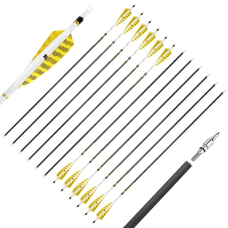 SHARROW Feather Fletched Hunting Arrows 32 Long 6.2 mm/.244 ID Spine 700 (12 Pack)