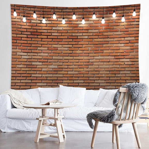 Red Brick Wall Print Fabric Tapestry Decorative Wall Art Tablecloth Bedspread Picnic Blanket Beach Throw Blanket Multifunctional for Bedroom Hall Dormitory Living Room Hanging 59 x 51 inches