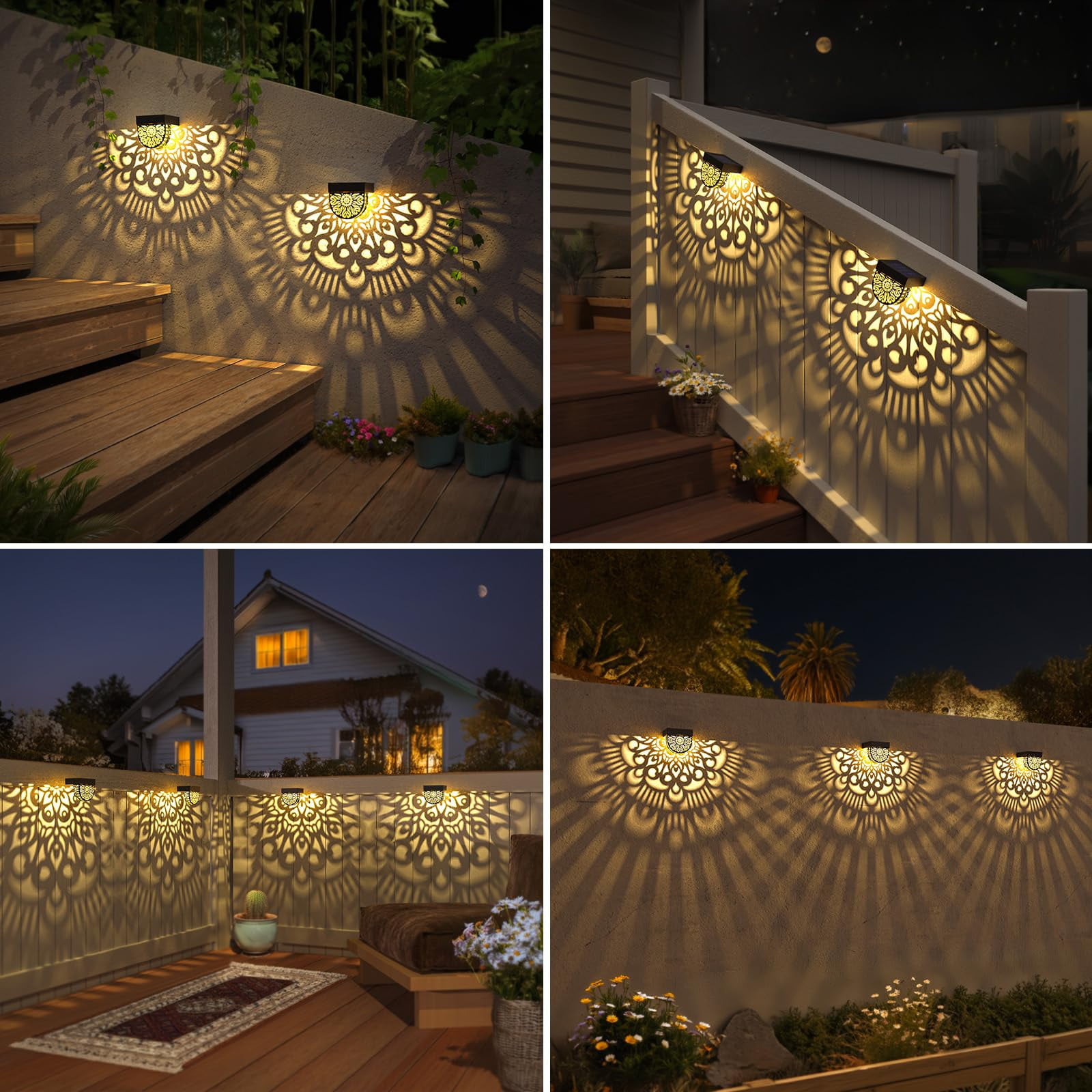 Solar Fence Lights Outdoor Moon Solar Step Wall Lights Garden Decor(pack of 6)