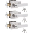 thumbnail image 1 of Straight Style Door Lever KeyedAlike Entry Function Door Handle Exterior Interior Entry Lock with Keys Matte Door Handleset, 1 of 6