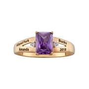 Freestyle, Women's 18kt Gold Plated Sterling Silver Emerald-Cut Birthstone Fashion Class Ring, High School or College Graduation