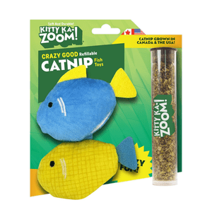 Kitty Ka-Zoom Catnip Fish Toy 2-Pack with Refillable Pockets