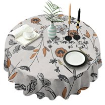 Pioneer Flower Floral Print Pattern Round Tablecloth 60"x60",Wrinkle Wipeable Table Cloth for Kitchen Dining Room Picnic Patio Party