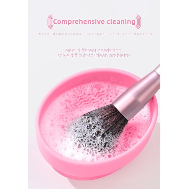 Leodye 1PCS Makeup Brush Cleaning Bowl with Drying Rack - Multi-functional Beauty Tool Storage Box for Powder Puff & Brushes -3.94 inches × 1.90 inches