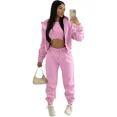 thumbnail image 4 of 3pcs Women's Clothing Set Fleece-lined Hooded Sweater &Sleeveless Tank Top & Sports Sweatpants Pants, 4 of 4