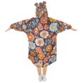 thumbnail image 2 of FORMRS Wearable Blanket Hoodie with Sleeves for Kids Cozy Flannel Sweatshirt, Colorful Flowers, 2 of 7