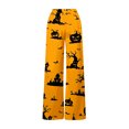 thumbnail image 5 of Halloween Pajama Pants for Women Spooky Pumpkin Ghost Lounge Bottoms Pjs Fall Halloween Jammies (Z003#-Yellow L), 5 of 5