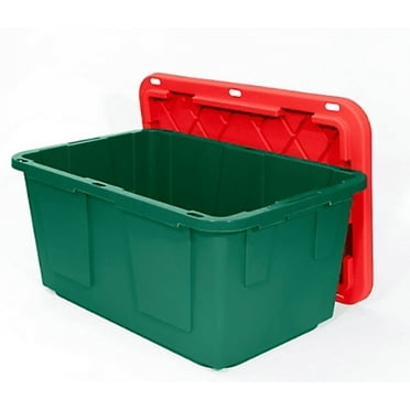 Greenmade 27 Gallon Christmas Storage Container, Green Base & Red Lid
