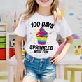 thumbnail image 2 of XAOFW Girl's T-Shirts 100 Days Of School Cartoon Print Short Sleeve Crewneck Tee Shirt Everyday Wear Fashionable T Shirt Outdoor Activities Stylish Cozy Tops, 2 of 4