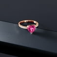 thumbnail image 4 of Gem Stone King 2.54 Ct Heart Shape Pink Mystic Topaz 18K Rose Gold Plated Silver Ring, 4 of 5