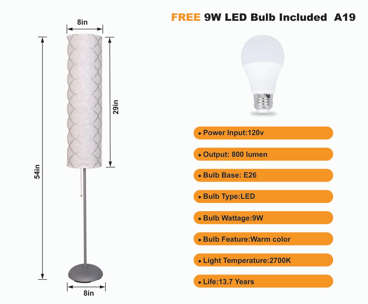 DOMETOUR Minimalist Floor Lamp for Living Room, Modern Standing Lamps, Paper Floor Lamp for Bedroom