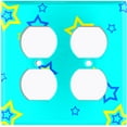 thumbnail image 3 of Metal Light Switch Plate Cover Blue Yellow Star Party Teal STR001, 3 of 13