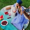 thumbnail image 6 of Summer Beaches Round Tablecloth 60 inches Artistic Oceans Casual Sea Wave Coastal Landscape Waterproof Oil-Proof Table Cloth Round Table Cover for Holiday Party Picnic Dinner Decor Indoor Outdoor Use, 6 of 9