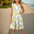 thumbnail image 2 of YABCSAZ Girl's Summer Dresses Ruffle Sleeve Tank Dress Round Neck Casual Loose Baby Girl Dress Dinosaurs Printed A-line Swing Dress Kids Trendy Outfits Big Girls Everyday Dress Size 9T, 2 of 8
