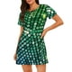 thumbnail image 1 of Fotbe Green Disco Lights Bata de Dormir para Mujer con Estampado, Camisón de Algodón de Manga Corta, Ropa de Dormir Casual, 1 of 6