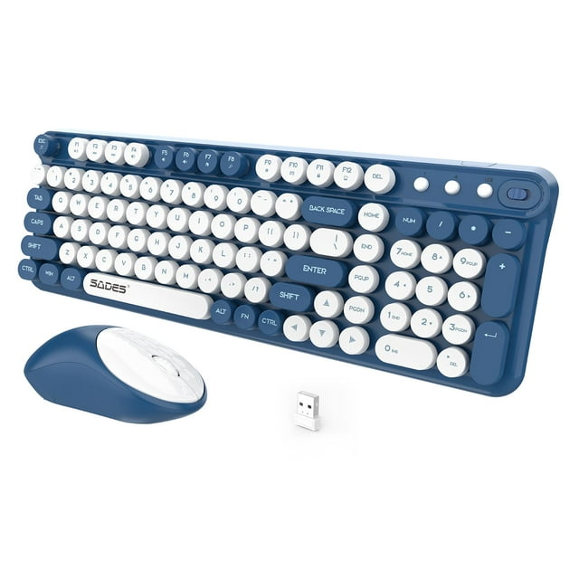 Teclado y ratón inalámbricos estilo máquina de escribir retro BAIHUAFRU