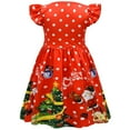 thumbnail image 2 of Girls Christmas Cartoon Dress Santa Claus Costume Flutter Sleeves Dress, 2 of 6
