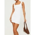 thumbnail image 5 of FEORJGP Women's Knitted Bodycon Dress Ladies Mini Tank Dress Summer Sleeveless Dating Dress Tight Fitted Square Neck Solid Color Casual Dress Streetwear for Party Club, 5 of 8