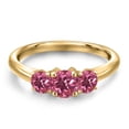 thumbnail image 3 of Gem Stone King 18K Yellow Gold Plated Silver Pink Tourmaline Engagement Ring for Women | 1.02 Cttw | Round 5MM | Gemstone October Birthstone | Size 9, 3 of 6