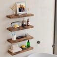 thumbnail image 2 of 3 Pack Rustic Brown Floating Shelves, 24" W x 7.9" D x 1.5" H, Holds Up to 38 Lbs, for Living Room, Bedroom, Bathroom, Kitchen, Office, Storage, Display, with Invisible Brackets Wall Shelves, 2 of 15