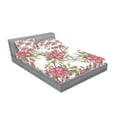 thumbnail image 2 of Ambesonne Flower Fitted Sheet & Pillow Sham Set, Dog Rose Garden Floral, Full, Lime Green Pale Pink, 2 of 2