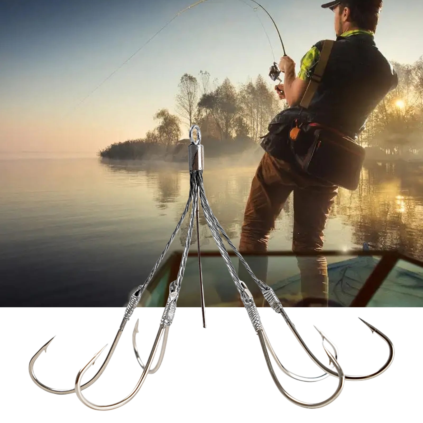 crack fishing hook Neinkie J-shape High Toughness Anti-deformed Crack Resistant Steel Wire Fishing  Hook 5/6/8 Hooks Barbed Jig Head Lure Hook Fishing Tackle
