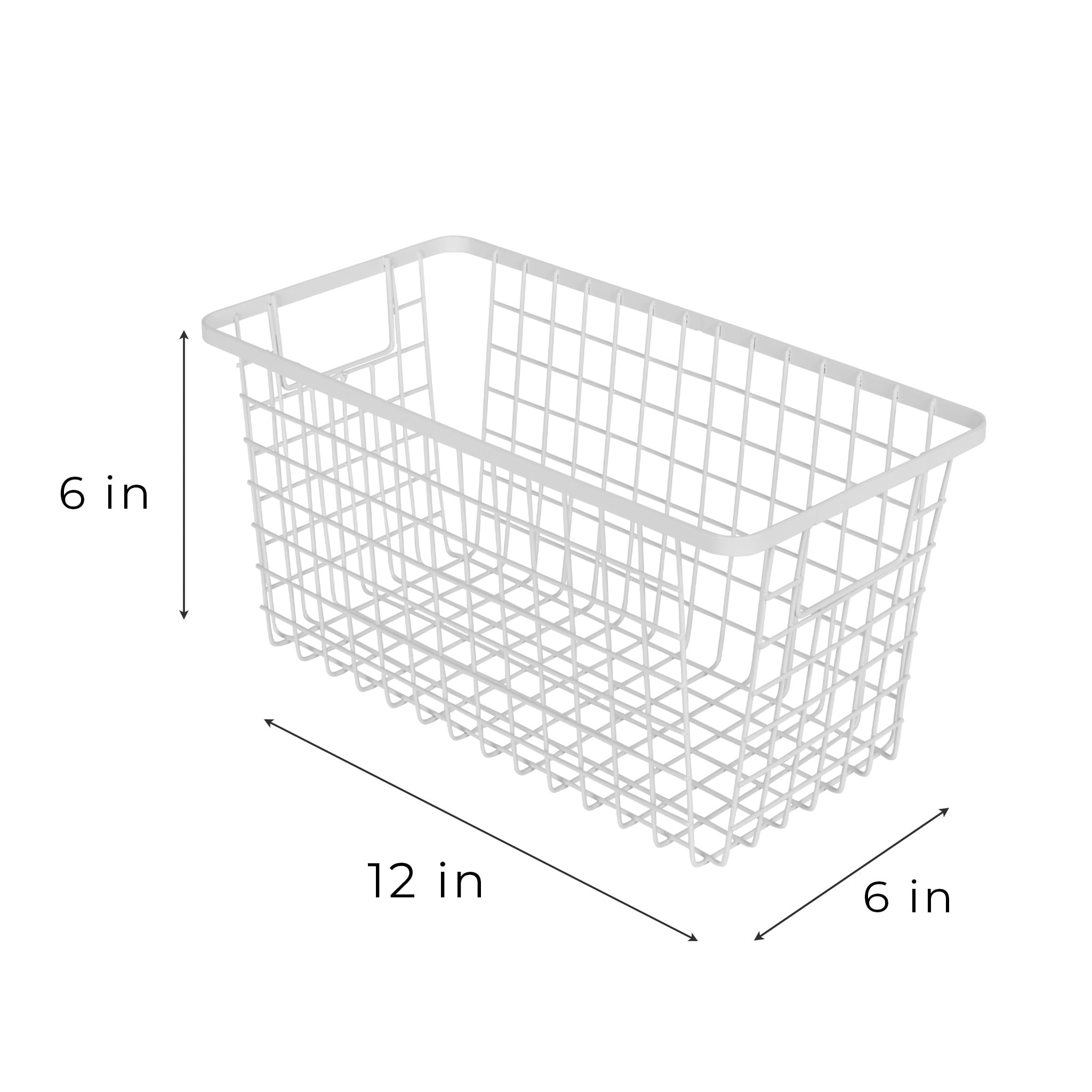 Smart Design  Nestable Basket Set - 6 x 6 x 12 inch - Set of 2- White