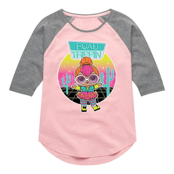 LOL Surprise! Dolls - Road Trippin - Neon QT - Toddler & Youth Girls Raglan Graphic T-Shirt