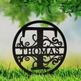 thumbnail image 5 of JASS GRAPHIX Thomas 12" Black Aluminum Composite Monogrammed Garden Sign Last Name Signs for Yard Home Garden Personalized, 5 of 5