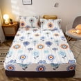 thumbnail image 5 of Sábana ajustable elástica para el hogar, ropa de cama de algodón estampada, gruesa, impermeable, estilo nórdico, funda de colchón, colcha doble para parejas y queen, 5 of 5